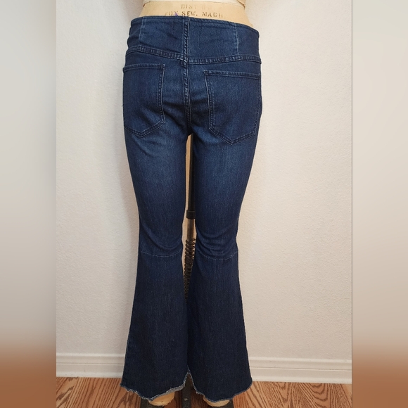 Free People Blue Denim Penny Pull-On Flare Jeans - Picture 7 of 9